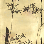 Обои ручная роспись Bamboo Quicksilver on Warm Gold gilded tea paper варинант исполнения - 1 | Loft Concept в Сочи