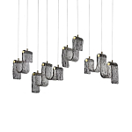 Подвесной светильник линейный с плафонами волнистой формы из фактурного стекла Big Wave варинант исполнения - 2 | Loft Concept в Сочи