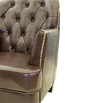 Кресло кожаное c мягкими подлокотниками на 4-х деревянных ножках из массива березы Joseph Armchair brown варинант исполнения - 3 | Loft Concept в Сочи