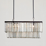 Люстра линейная прямоугольная с подвесками из натурального перламутра Nacre варинант исполнения - 2 | Loft Concept в Сочи