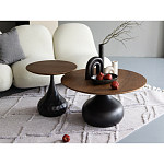 Столик журнальный с круглой деревянной столешницей на черном фактурном основании Bourgeon варинант исполнения - 5 | Loft Concept в Сочи