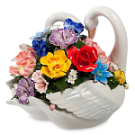 Статуэтка фарфоровая Лебеди с цветами Charming Statuette варинант исполнения - 1 | Loft Concept в Сочи