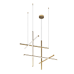 Люстра с 6-ю  пересекающимися цилиндрическими плафонами на тонких тросах Trumpet tube варинант исполнения - 2 | Loft Concept в Сочи