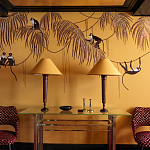 Обои с вышивкой ручной работы Étienne Original colourway on wool sateen варинант исполнения - 4 | Loft Concept в Сочи