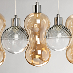 Люстра с 3-мя плафонами волнообразной формы цвета янтарь и 2-мя прозрачными шарообразными плафонами Lucid Rain  варинант исполнения - 7 | Loft Concept в Сочи