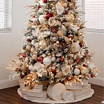 Заснеженная Новогодняя Ель с золотыми листьями и цветами в комплекте варинант исполнения - 3 | Loft Concept в Сочи