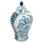 Ваза с крышкой и голубым цветочным рисунком 37 см Blue & White Ornament варинант исполнения - 1 | Loft Concept в Сочи