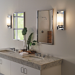 Бра для ванных комнат с цилиндрическим плафоном на прямоугольном зеркальном основании Feiss варинант исполнения - 2 | Loft Concept в Сочи