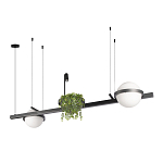 Подвесной светильник линейный с 2-мя шарообразными плафонами и цилиндрическим спотом Light of Еyes варинант исполнения - 8 | Loft Concept в Сочи