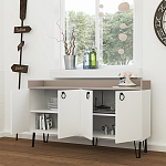 Комод белый с 4-мя дверцами и бежевой столешницей на металлических ножках DEA CONSOLE TABLE LIGHT MOCHA WHITE варинант исполнения - 2 | Loft Concept в Сочи