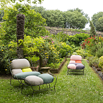 Дизайнерское разноцветное кресло на металлическом каркасе с подставкой для ног Poltronova Plasma Armchair варинант исполнения - 12 | Loft Concept в Сочи