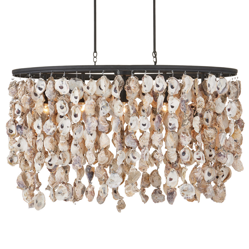 Люстра овальная с подвесками из устричных раковин Sea Ravens Черный в Сочи | Loft Concept 