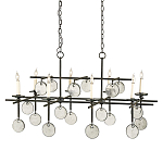 Люстра подвесная с 8-ю лампами и стеклянными круглыми подвесками Currey & Company варинант исполнения - 1 | Loft Concept в Сочи