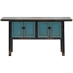 Деревянная консоль в китайском стиле с дверцами голубая Qin Console Table Blue варинант исполнения - 1 | Loft Concept в Сочи