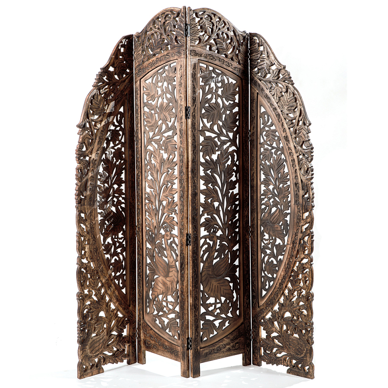 Ширма с орнаментом ручная резьба Indian Antique Furniture Коричневый Ширма с орнаментом ручная резьба Indian Antique Furniture Коричневый в Сочи | Loft Concept