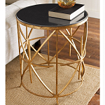 Приставной стол с металлическим золотым  основанием и чёрной столешницей Paradigm варинант исполнения - 1 | Loft Concept в Сочи