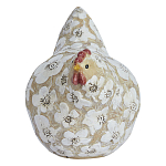 Статуэтка курица с резными белыми цветами на бежевой фактурной поверхности Rustic Chicken варинант исполнения - 1 | Loft Concept в Сочи