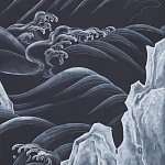 Обои ручная роспись Matsushima Waves Roka on Edo Night painted silk варинант исполнения - 1 | Loft Concept в Сочи