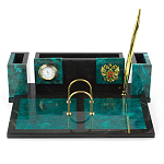 Настольный письменный набор из змеевика с часами и календарницей Successful Leader варинант исполнения - 1 | Loft Concept в Сочи