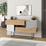 Комод c 2-мя белыми дверцами и 2-мя выдвижными ящиками цвета древесины EROS CONSOLE OAK WHITE варинант исполнения - 2 | Loft Concept в Сочи