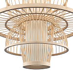 Подвесной светильник фигурный из деревянных прутьев с плафоном из натуральной ткани Light Inside the Cell варинант исполнения - 5 | Loft Concept в Сочи