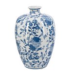 Ваза фарфоровая с узким горлышком и синими цветочными мотивами Independence варинант исполнения - 2 | Loft Concept в Сочи