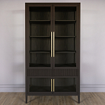 Витрина Primo со стеклянными фасадами и 2 ящиками Темный орех варинант исполнения - 1 | Loft Concept в Сочи