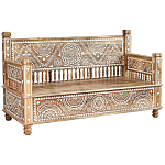 Скамья с резным декором из массива манго Grey Mango Collection Bench M варинант исполнения - 1 | Loft Concept в Сочи