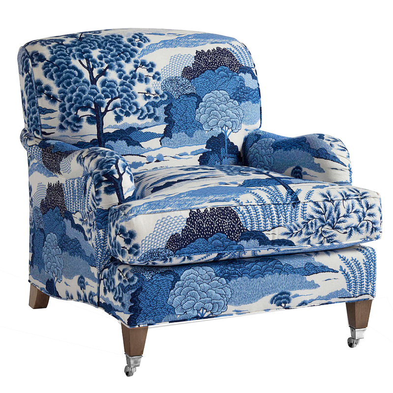 Кресло Trumann Club Chair Blue Landscape синий пейзаж Синий Белый в Сочи | Loft Concept 