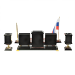 Настольный письменный набор из креноида и змеевика на бронзовых ножках Marble Accessory варинант исполнения - 4 | Loft Concept в Сочи