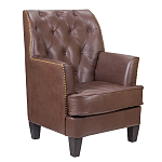 Кресло из натуральной кожи c мягкими подлокотниками на 4-х деревянных ножках из массива бука Joseph Armchair brown варинант исполнения - 1 | Loft Concept в Сочи