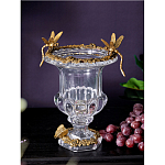 Ваза из прозрачного стекла на бронзовой подставке с ободком и ручками в виде стрекоз Eden Garden варинант исполнения - 2 | Loft Concept в Сочи