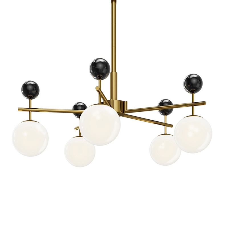 Люстра подвесная Museo G9 Латунь Черный Молочный в Сочи | Loft Concept 