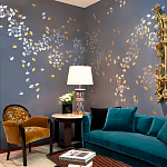 Обои ручная роспись Gingko Colourway SC-98 on Gun Metal dyed silk варинант исполнения - 1 | Loft Concept в Сочи