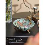 Блюдо из голубого фарфора с бронзовой птичкой Blue Garden варинант исполнения - 4 | Loft Concept в Сочи