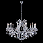 Люстра подвесная с 12-ю лампочками и прозрачными хрустальными подвесками на хромированном основании Crystal lamps варинант исполнения - 2 | Loft Concept в Сочи