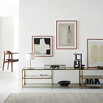 ТВ-тумба из стекла и металла Tingey Metal Glass TV Stand варинант исполнения - 4 | Loft Concept в Сочи