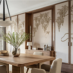 Обои с вышивкой ручной работы Deco Wisteria ﻿Midas colourway on Liso Pearl wool sateen варинант исполнения - 2 | Loft Concept в Сочи