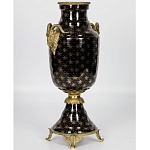Ваза черного цвета из фарфора с золотистым узором и бронзовыми элементами Eden Garden porcelain and bronze варинант исполнения - 1 | Loft Concept в Сочи
