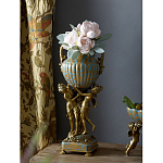 Ваза голубого цвета из фарфора с золотым растительным орнаментом и бронзовыми фигурками женщин Eden Garden porcelain and bronze варинант исполнения - 7 | Loft Concept в Сочи