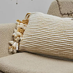 Чехол на подушку горчичного цвета с бахромой и объемным узором Ethnic mix варинант исполнения - 5 | Loft Concept в Сочи