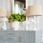 Настольная лампа с белым каркасом и тканевым абажуром Natural Stems варинант исполнения - 3 | Loft Concept в Сочи