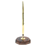 Ручка шариковая металлическая на восьмиугольной подставке из натурального камня Обсидиан Metal Stone Pens варинант исполнения - 1 | Loft Concept в Сочи