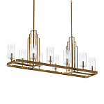 Люстра прямоугольная цвета латунь с прозрачными рифлеными цилиндрическими плафонами Kichler варинант исполнения - 1 | Loft Concept в Сочи