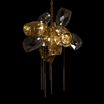 Люстра подвесная со стеклянными плафонами из дымчатого и золотистого с шестью вертикальными подвесками Gilded Mirage  варинант исполнения - 8 | Loft Concept в Сочи