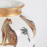 Ваза белая овальная с рисунком леопардов и золотыми акцентами LEOPARD Collection варинант исполнения - 1 | Loft Concept в Сочи