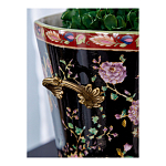 Кашпо из фарфора черная с цветочной росписью и бронзовой стрекозой Spring Garden варинант исполнения - 5 | Loft Concept в Сочи