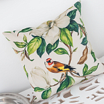 Декоративная подушка бежевая с изображением птица в саду Blooming Birds варинант исполнения - 3 | Loft Concept в Сочи