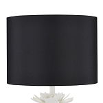 Настольная лампа с декором в виде белого цветка магнолии на каркасе и черным абажуром White Magnolia варинант исполнения - 2 | Loft Concept в Сочи