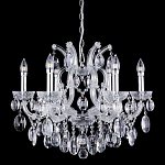 Люстра подвесная с 6-ю лампочками и прозрачными хрустальными подвесками на хромированном основании Crystal lamps варинант исполнения - 1 | Loft Concept в Сочи